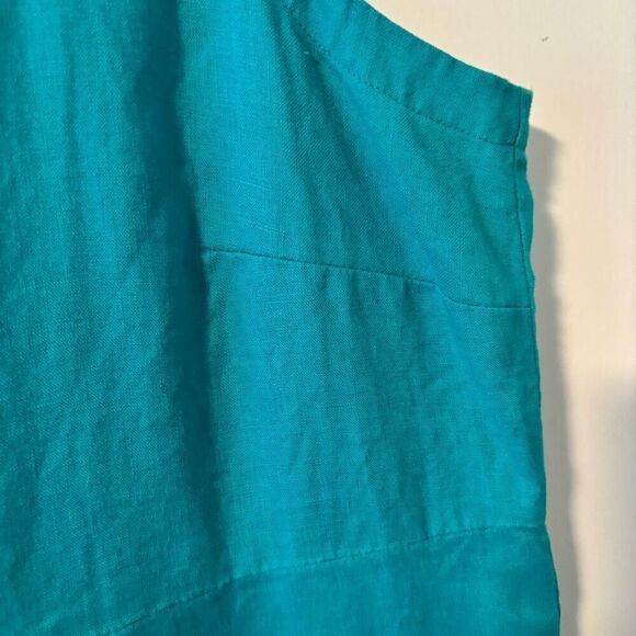 J. Jill M linen Aqua blue sleeveless pocket dress - Picture 6 of 8